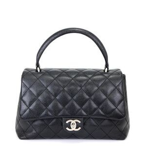 Chanel Kelly Type Handbag Small Black Caviar Skin
